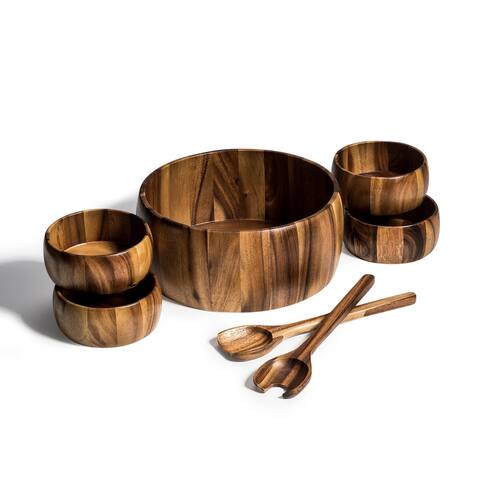 Extra large Salad Bowl with Servers and 4 Individual Bowls