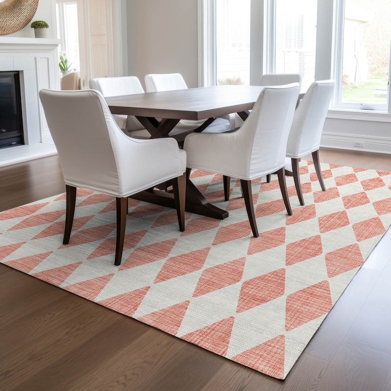 Machine Washable Indoor/ Outdoor Chantille Diamonds Rug - Salmon - 8' x 10'