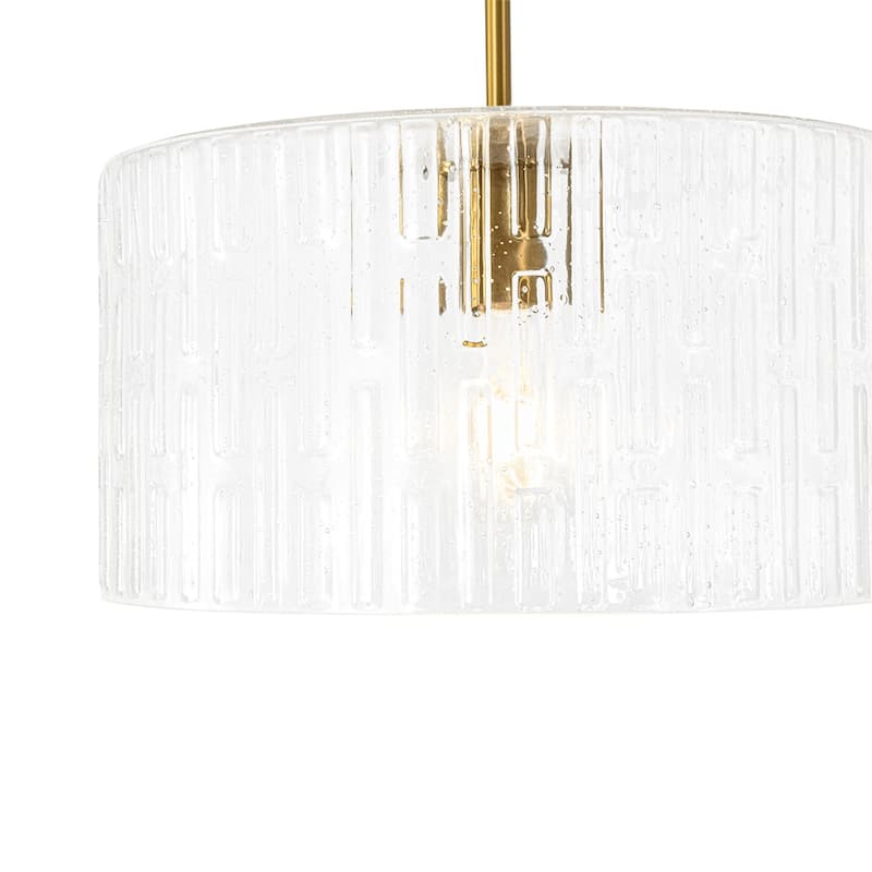 1-Light Clear Embossed Seeded Glass Drum Semi Flush Mount / Pendant