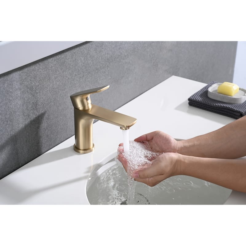 Single Handle Bathroom Sink Faucet with Ceramic Valve Core and Aerator, Rust Proof, Anti Fingerprint, Splash Proof, Silent