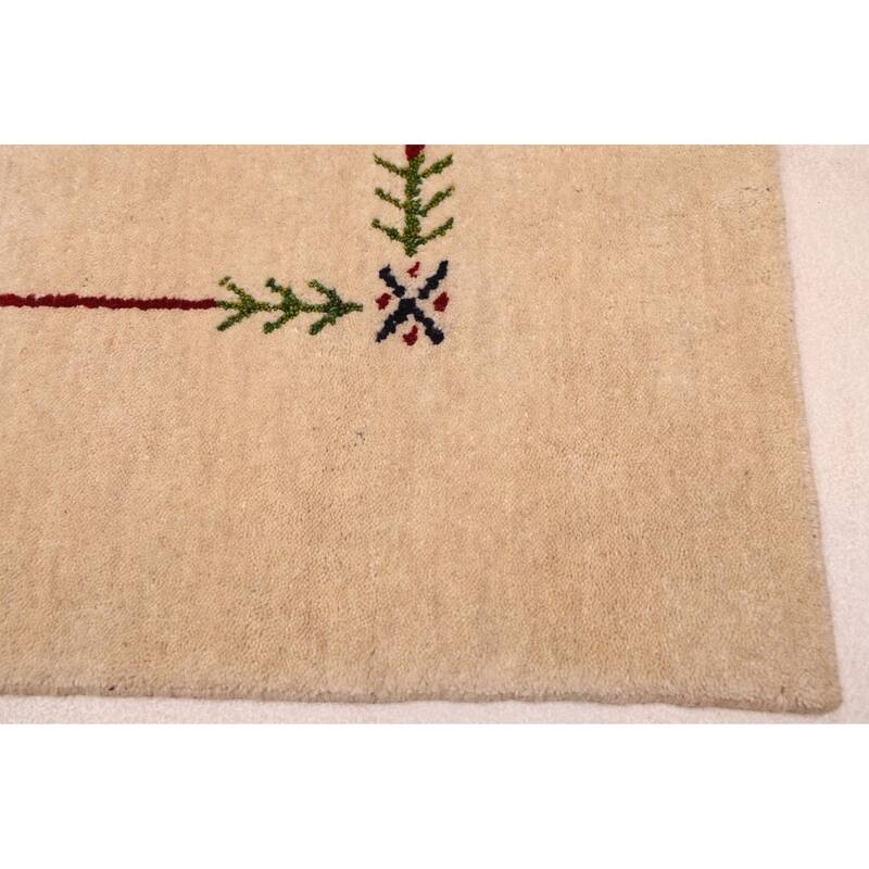 ECARPETGALLERY Hand Loomed Kashkuli Gabbeh Ivory Wool Rug - 5'0 x 7'10