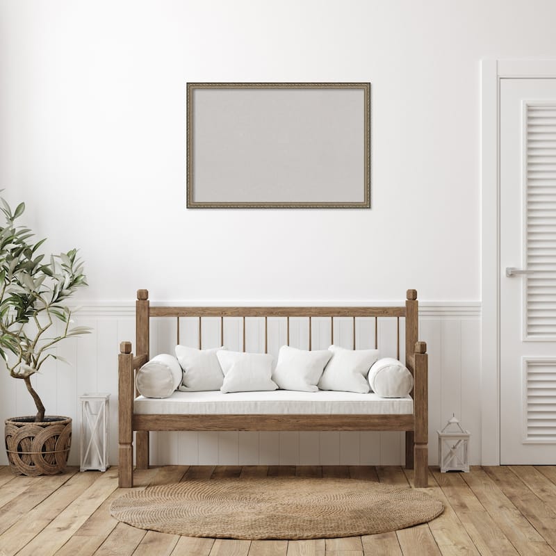 Parisian Silver Wood Framed Grey Corkboard Bulletin Board