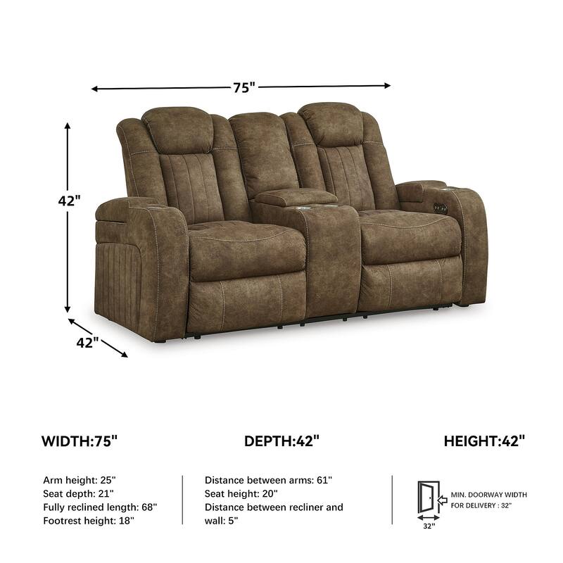 Signature Design by Ashley Wolfridge Brindle Power Reclining Loveseat - 75"W x 42"D x 42"H