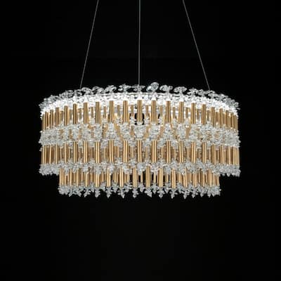 Tahitian 25in 1-Light LED Pendant 3000-3500-4000K CCT with Clear Optic Crystal - 25