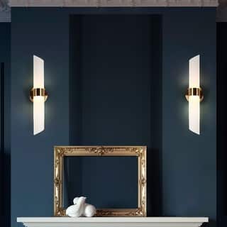 Modern Farmhouse LED Linear Large Cylinder White Glass Bathroom Vanity Light for Bedroom/ Hallway - W4.7" x H20.5"