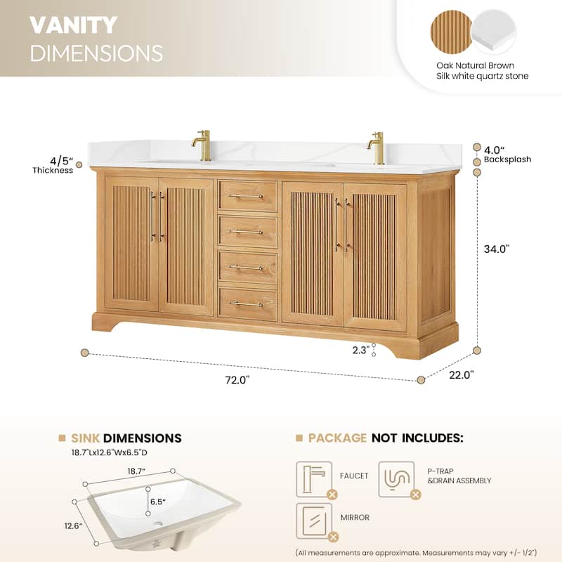 Tokyo Bath Vanity with Quartz Stone Top without Mirror