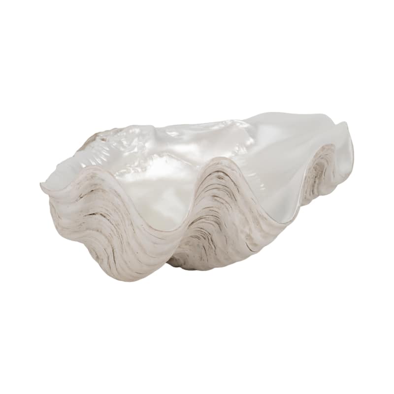 Sagebrook Home 9-inch Ivory Pearlized Shell Bowl, Polyresin Crafted - 9" x 8" x 5"