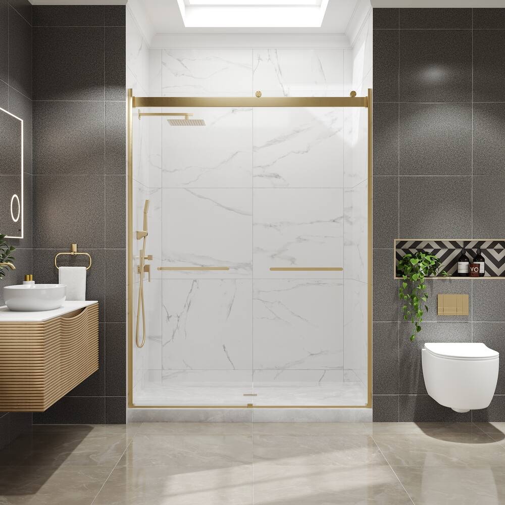 Eviva Glide Sliding Frameless Shower Door with Tempered Glass