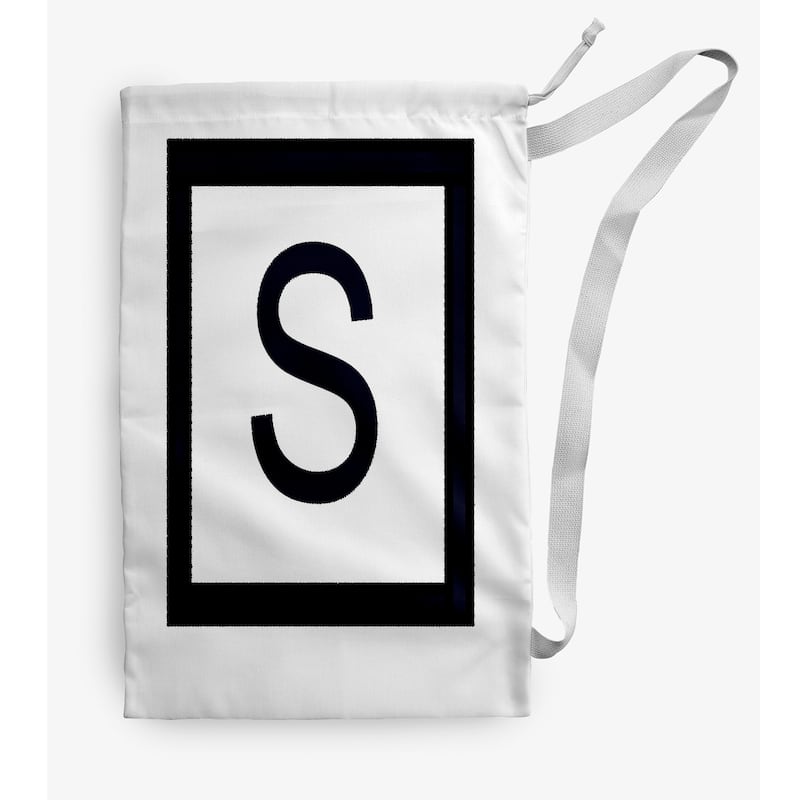 Modern Monogram Laundry Bag - 18" x 29" - White/Black