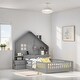 preview thumbnail 2 of 16, Full Size Kids Bed House Bed with Shelves and Sockets and USB Port, Gray