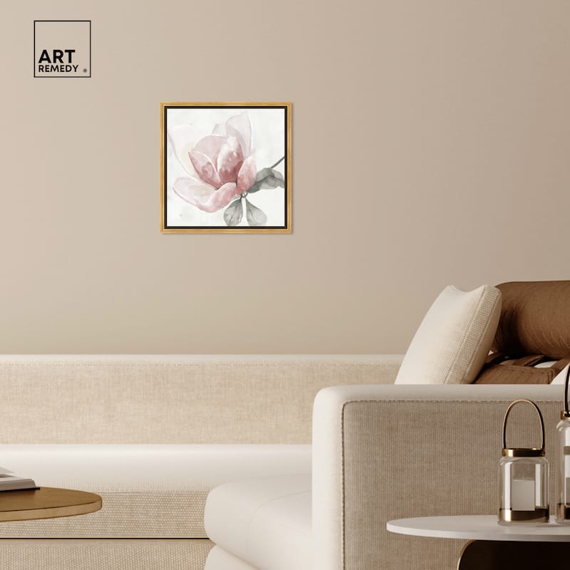 Art Remedy Faded Blush Rose Framed Floral Fine 1 Piece Canvas Wall Art