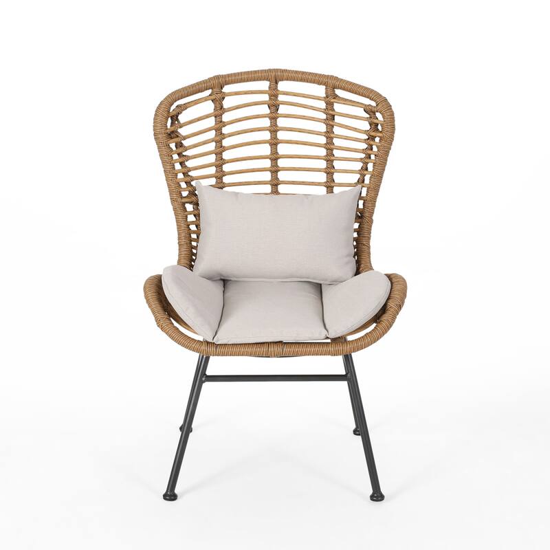 Rattan Outdoor Accent Chair with Cushions for Patio, Balcony