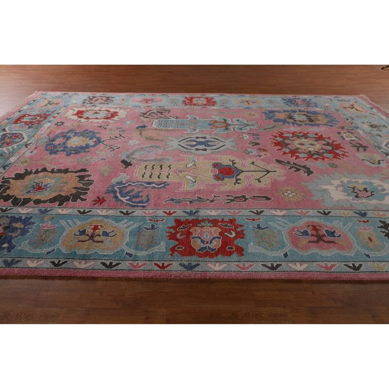 Pink Oushak Oriental Large Area Rug Handmade Wool Carpet - 9'6"x 13'9"
