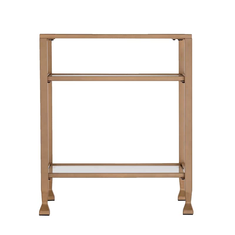 SEI Furniture Price Metal Side Table with Glass Shelf