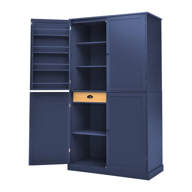 40" Wide Kitchen Pantry Cabinet - Large Storage Cupboard with 2 Drawers, 10 Adjustable Shelves (8 Door + 2 Main) - 71" Tall