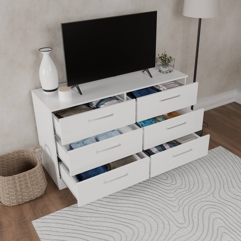 Kappesberg Sofia 50"W 6-Drawer Horizontal Dresser – Modern Bedroom Storage