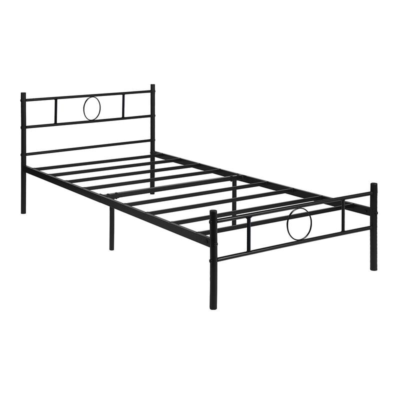 Homy Casa White Metal Bed Frame with Headboard & Footboard