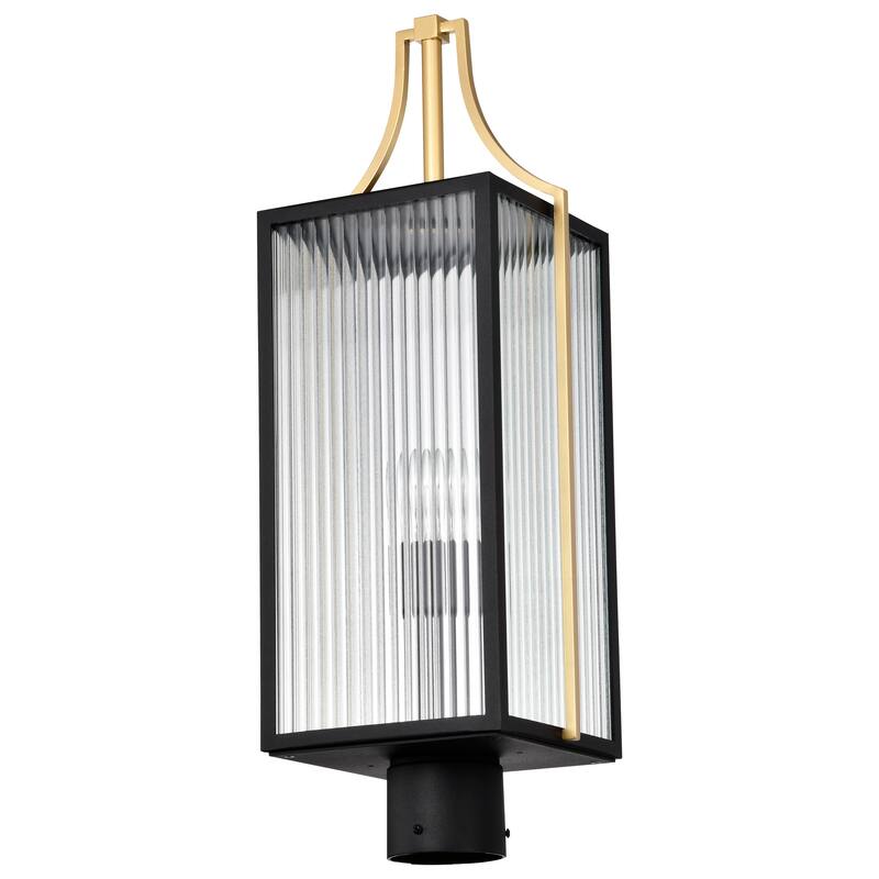 Holden Outdoor Post Lantern Gold and Black Finish Clear Glass - Black / Gold