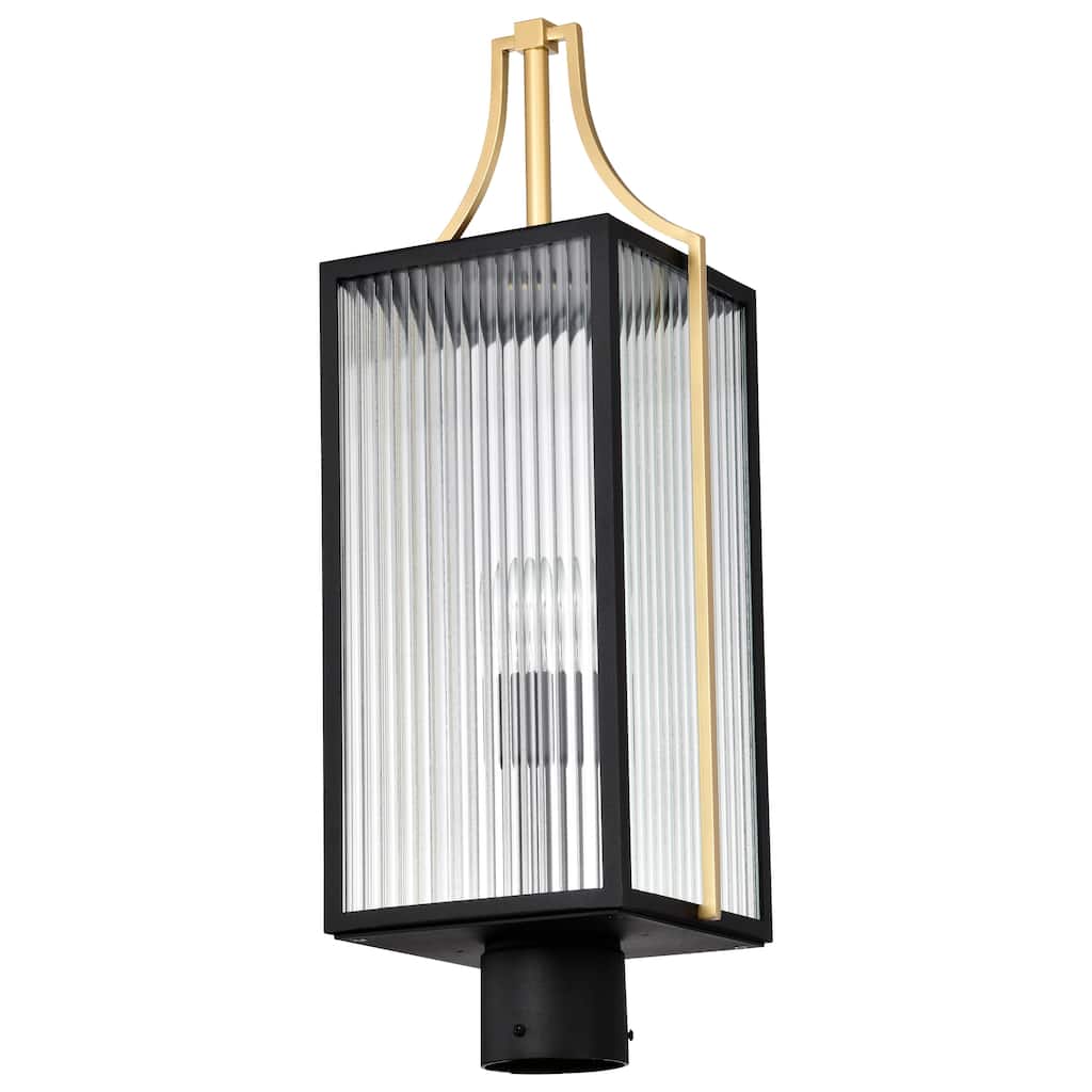 Holden Outdoor Post Lantern Gold and Black Finish Clear Glass