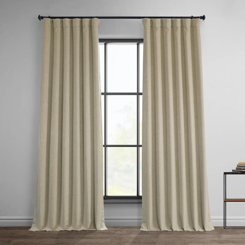 Exclusive Fabrics Faux Linen Room Darkening Curtain (1 Panel) - 50 X 84 - Thatched Tan
