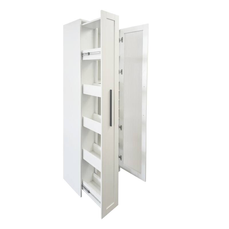 Farmhouse Storage Cabinet Pantry Organizers with Glass Door and Multi-tier Shelf