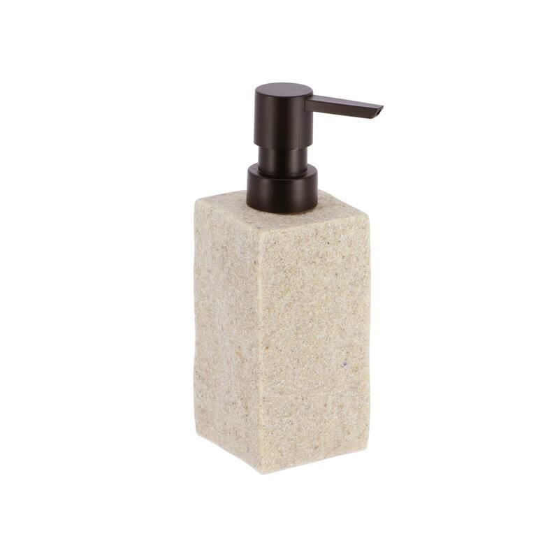 Collection Stone Effect Bath Accessory Set-4 pieces - Lotion Soap Dispenser Only - Natural