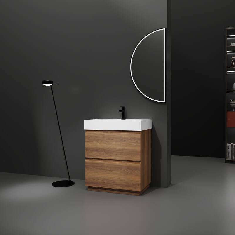 24" Bathroom Vanity with Undermount Sink, Freestanding Storage Cabinet, Double Drawers