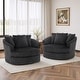 preview thumbnail 62 of 74, UIXE Oversize 43" Plush Corduroy Swivel Barrel Chair Comfy Accent Chair For Living Room Dark Grey/2 Set