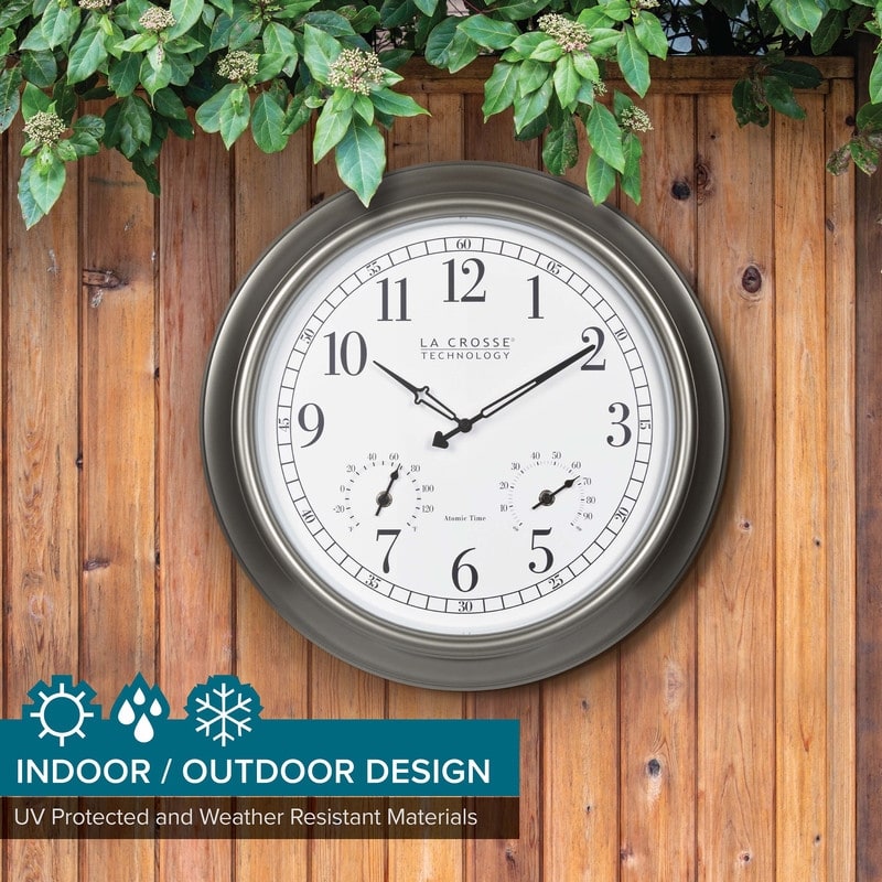 La Crosse 404-00237-INT 18" Atomic Outdoor Temp & Humidity Wall Clock