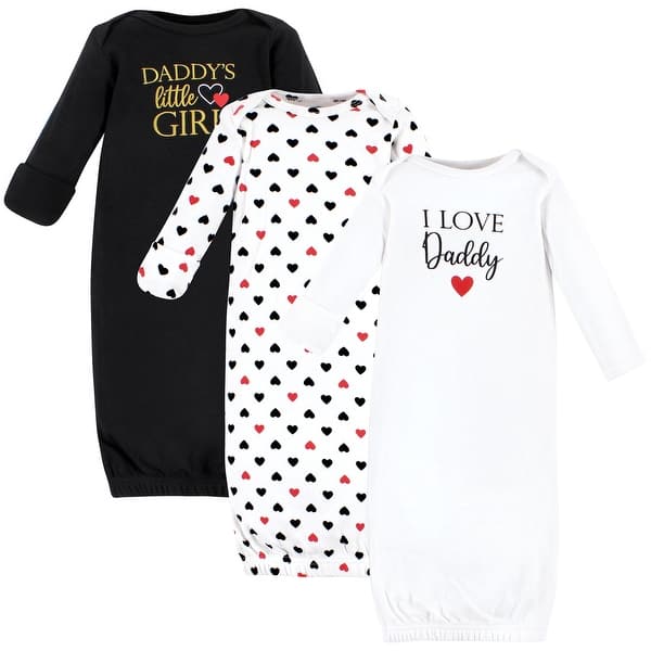 slide 1 of 1, Hudson Baby Infant Girl Cotton Gowns, Girl Daddy Red Black 0-6 Months - Girl Daddy Red Black