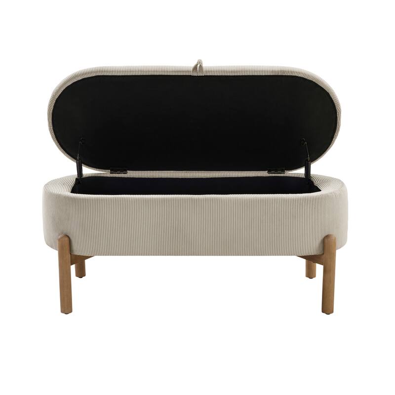 Salem 42" Corduroy Lift Top Storage Bench - Foam Cushioned Seat