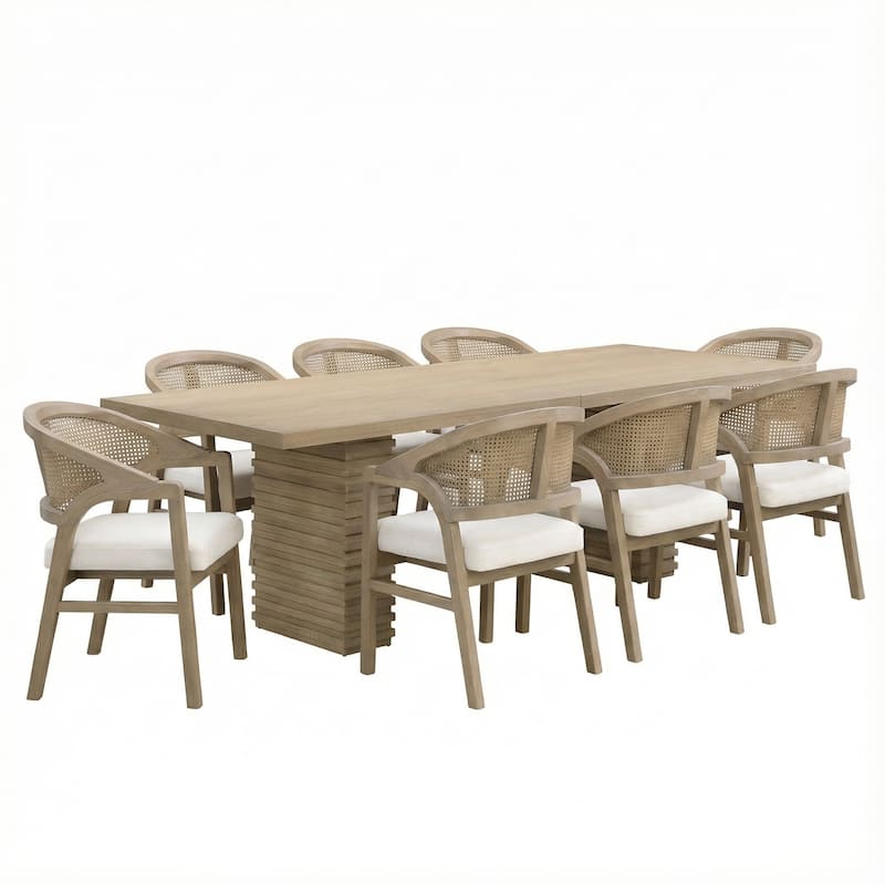 Christopher Knight Home - Modern Light Ash Upholstered Dining Sets with Lattice Back
