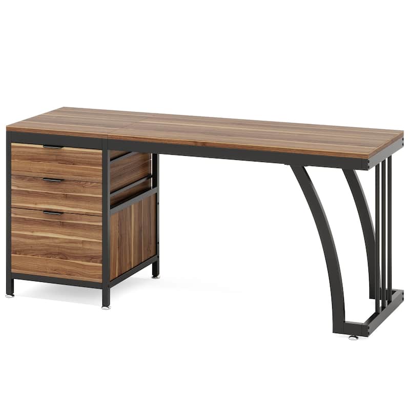 59 Inches Computer Desk Writing Table with 3 Reversible Drawers
