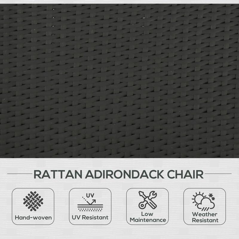 Outsunny Patio Classic Rattan Adirondack Chair, Outdoor PE Rattan Leisure Deck Chair, Ergonomic Armrest Chair Mixed Grey
