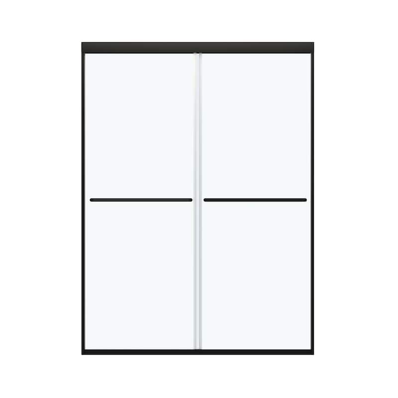 70'' H Glass Double Sliding Shower Door in Black/Chrome