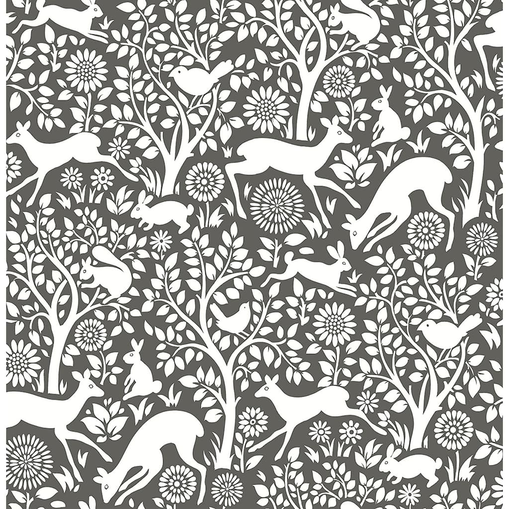 Animals Cypress Seeger Charcoal Meadow 33' L X 20.5" W Wallpaper Roll