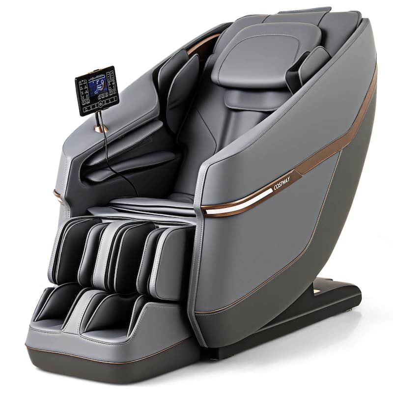 Costway Full Body Zero Gravity Massage Chair with Airbags Waist Heater - Grey