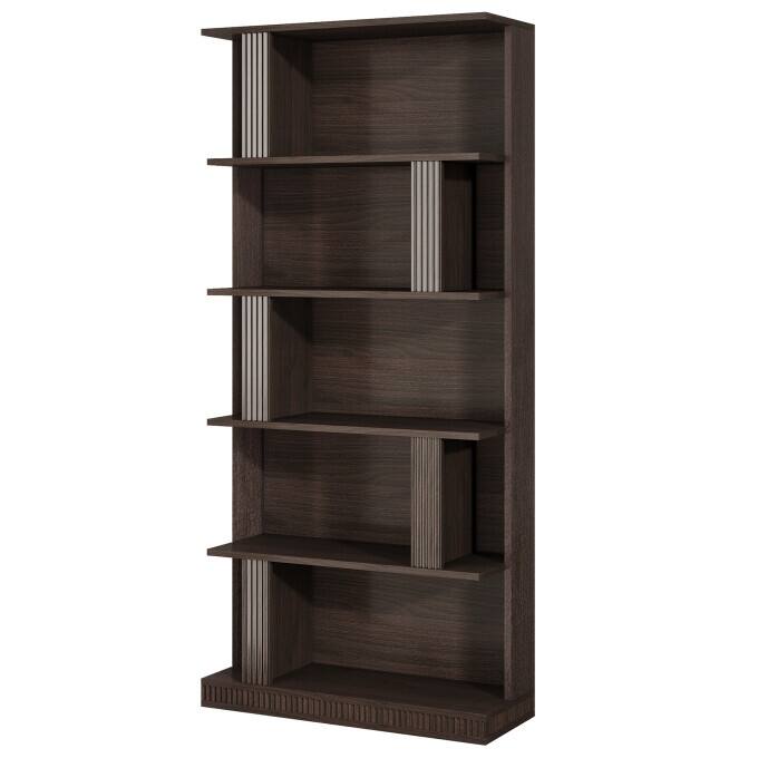 5-Tier Modern Storage Bookshelf, 70-Inch Tall Black Bookcase