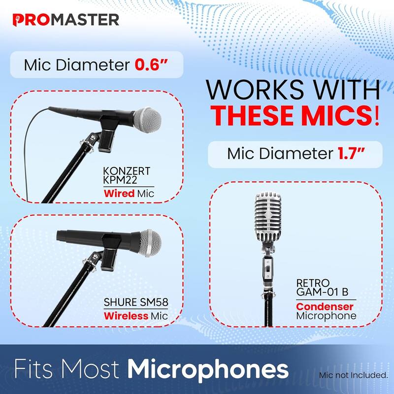 ProMaster Tripod Microphone Stand - Universal and Adjustable Professional Audio Telescopic Boom Arm Tripod Microphone Stand
