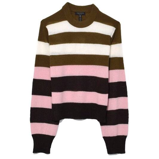 Rag Bone Annika Pink Striped Cashmere Sweater On Sale Overstock 19756044