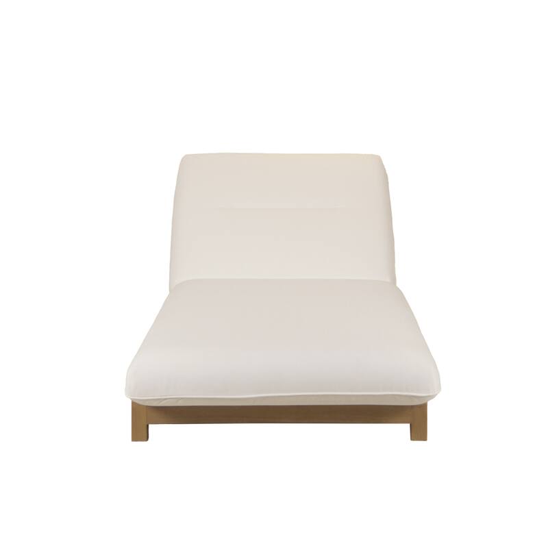 NADAAL STUDIOS Sorelle Outdoor Lounge Chair, Adjustable Backrest, Solid Teak Frame, Brown Olefin Fabric - White