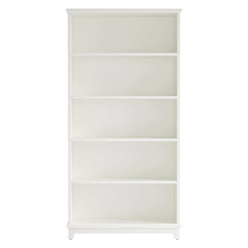 5-Tier White 70" Tall Wooden Bookshelf, Open Display Shelving