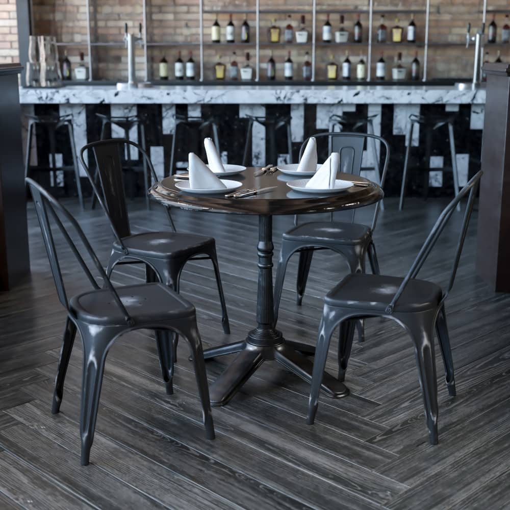 Distressed Metal Indoor-Outdoor Stackable Chair - Kitchen Furniture