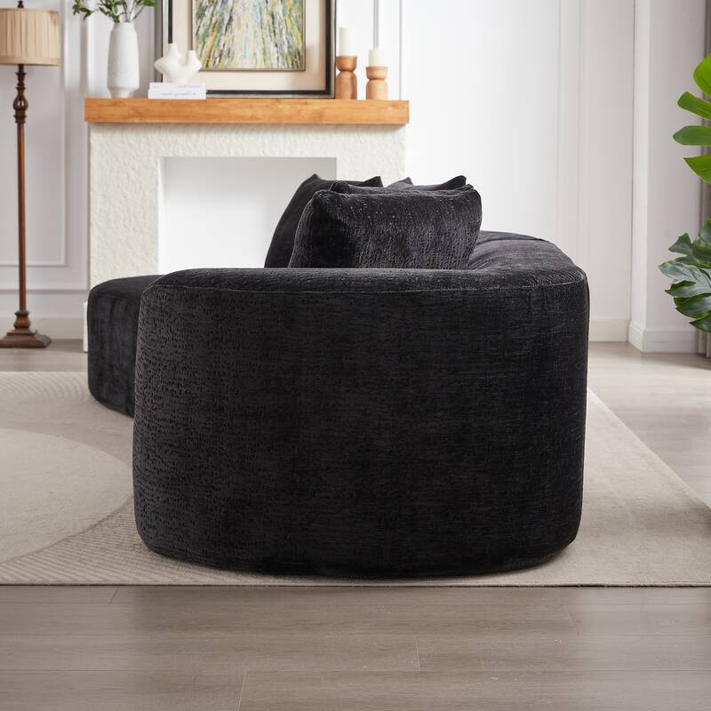 114" Chenille Deep-Seat Sectional Sofa with 4 Pillows
