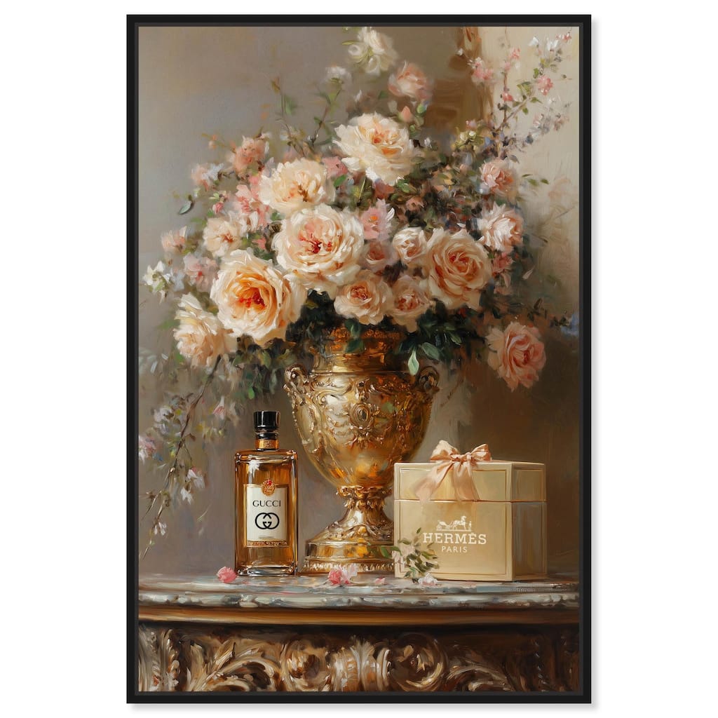 Classical Vase Tans and Floral Canvas by Art Remedy