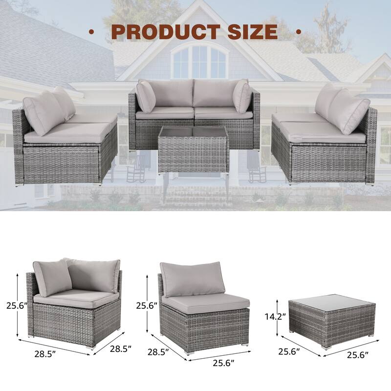 7-Piece Wicker Patio Conversation Set with Cushions