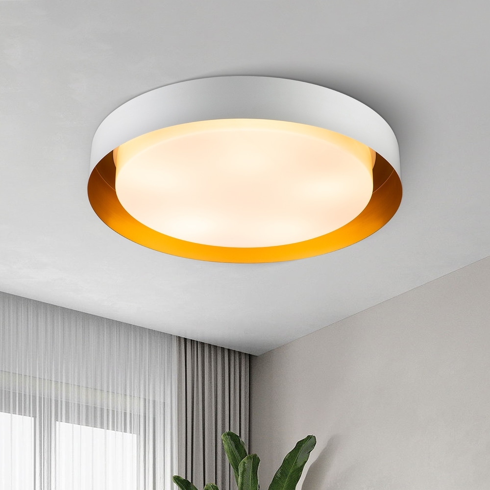Metal drum shop flush mount light