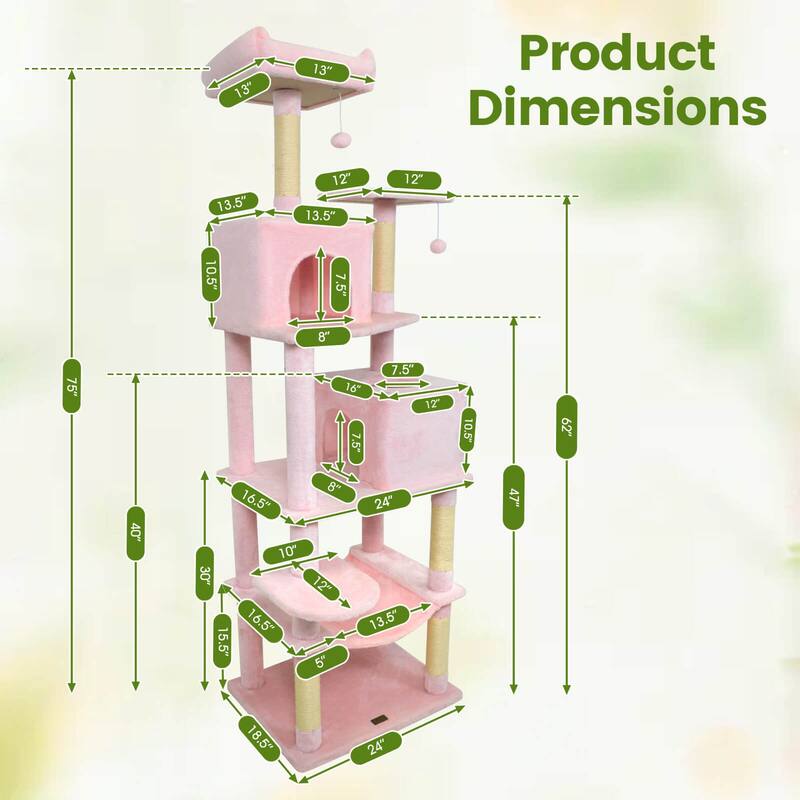 Costway 70” Cat Tree for Indoor Cats with Padded Top Perch, Dual - See Details