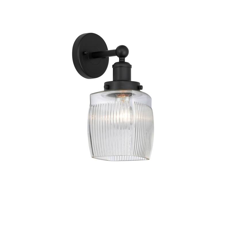 Innovations Lighting 616-1W-12-6 Colton Sconce Colton 12" Tall Wall - Matte Black / Clear Crackle