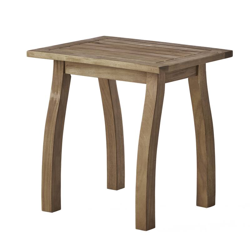 SELMA Acacia wood Accent Side Table in Natural Stained, Weather-Resistant Rectangular End Table